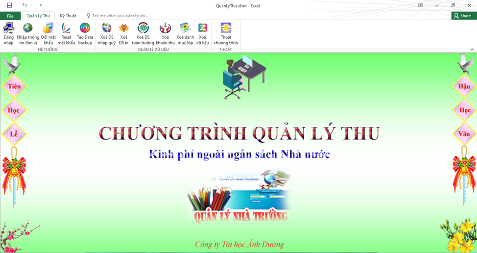 Phần mềm Quản lý tiền thu từ cha mẹ học sinh
